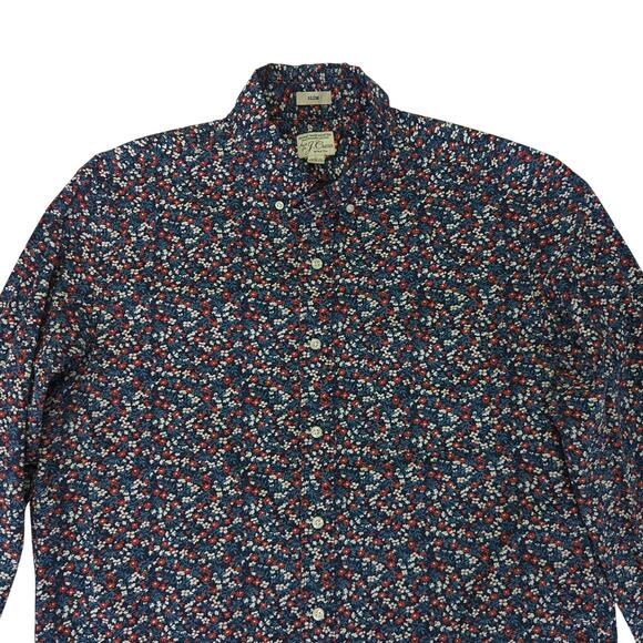 J.Crew Slim Fit Secret Wash Stretch Long Sleeve Button-down Shirt Floral Large - Picture 3 of 9